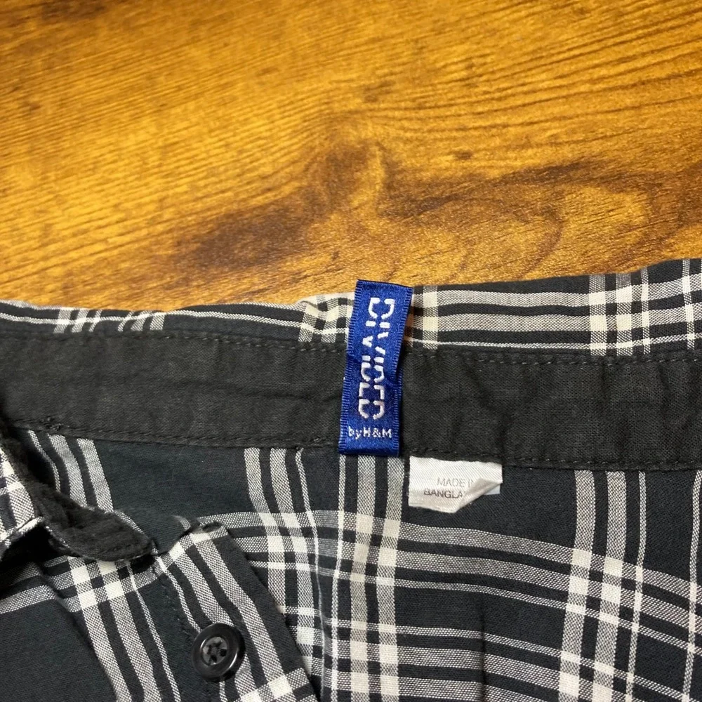 Mens H&M Divided Plaid Button Down Shirt Long Sleeve‎ Casual Flannel Large